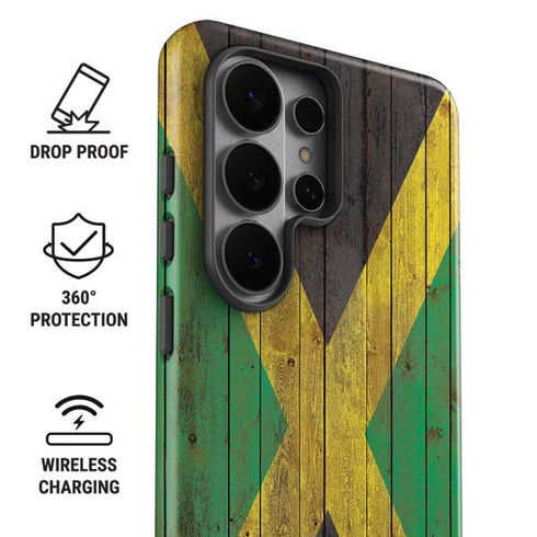 Jamaican Flag Dark Wood Galaxy S26 Ultra Impact Case