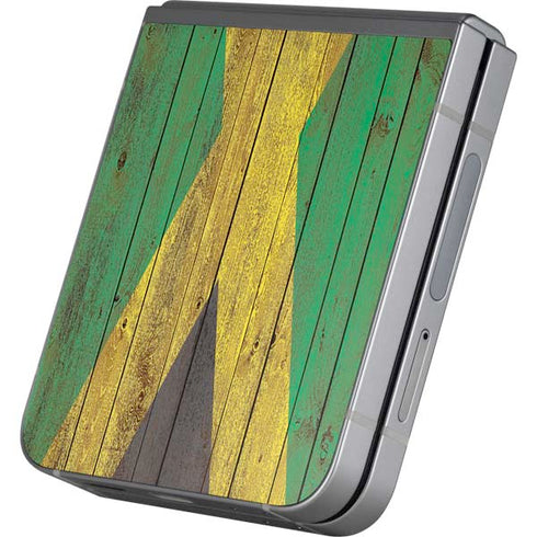 Jamaican Flag Dark Wood Galaxy Z Flip6 Skin