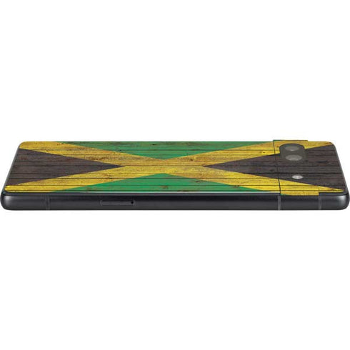 Jamaican Flag Dark Wood Google Pixel 7a Skin