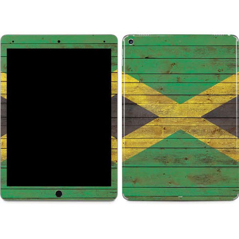 Jamaican Flag Dark Wood iPad Skins