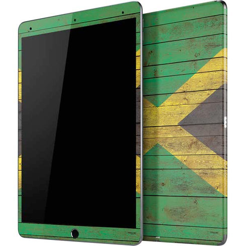 Jamaican Flag Dark Wood iPad Skins