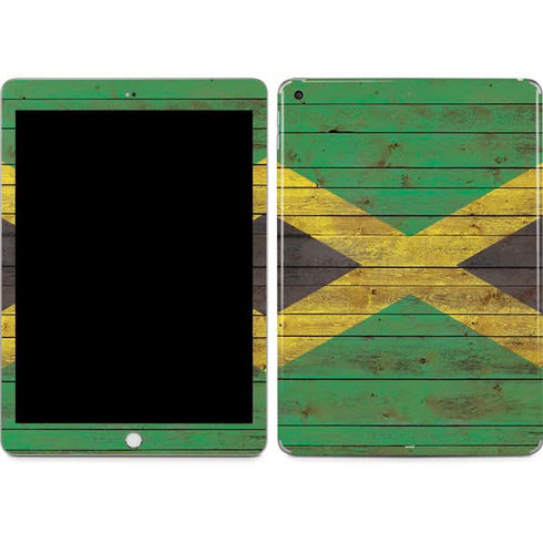 Jamaican Flag Dark Wood Apple iPad Skin