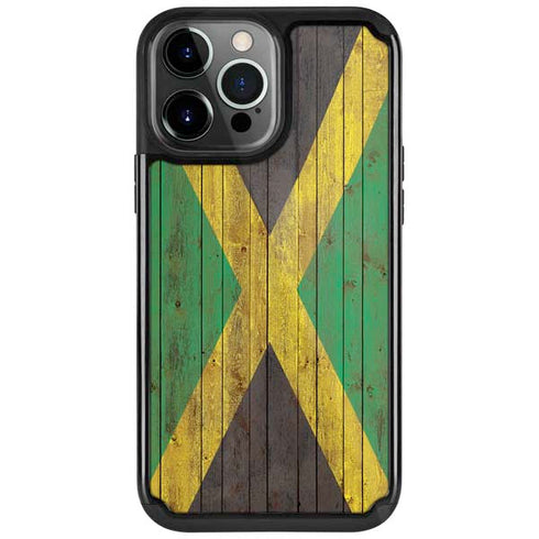 Jamaican Flag Dark Wood iPhone Cases