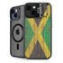 Jamaican Flag Dark Wood iPhone 15 Plus Kickstand Case