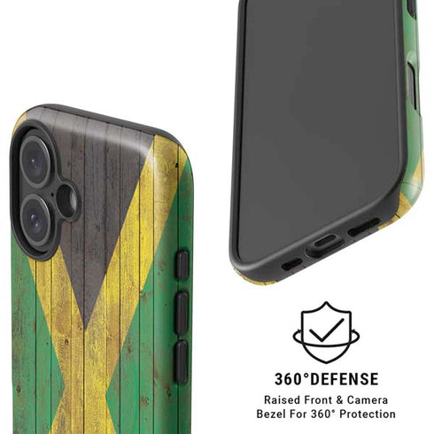 Jamaican Flag Dark Wood iPhone 16 Magsafe Impact Case