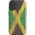 Jamaican Flag Dark Wood iPhone 16 Plus Impact Case