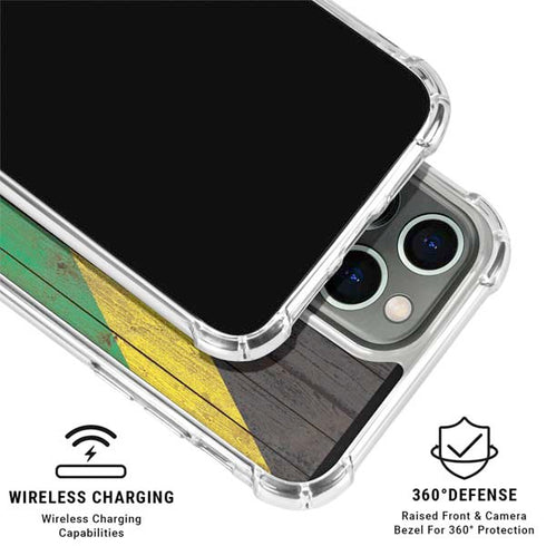 Jamaican Flag Dark Wood iPhone 16 Pro Clear Case