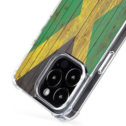 Jamaican Flag Dark Wood iPhone 16 Pro Max MagSafe Case