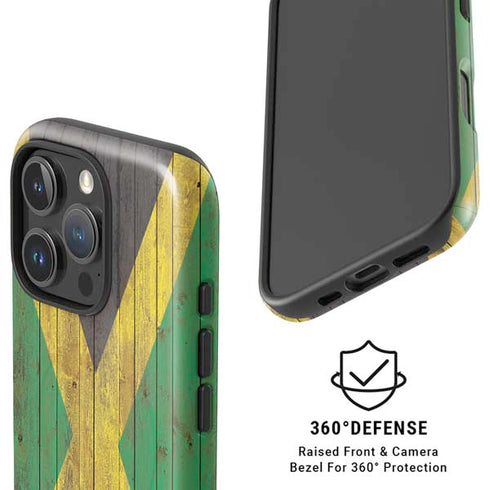 Jamaican Flag Dark Wood iPhone 16 Pro Max Magsafe Impact Case