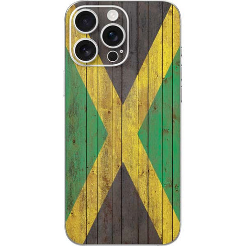 Jamaican Flag Dark Wood iPhone 16 Pro Max Skin