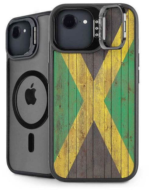 Jamaican Flag Dark Wood iPhone 16e Kickstand Case