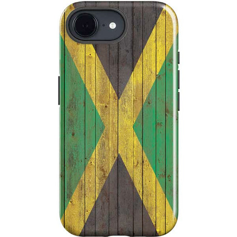 Jamaican Flag Dark Wood iPhone 16e Impact Case