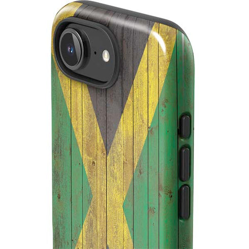 Jamaican Flag Dark Wood iPhone 16e Impact Case
