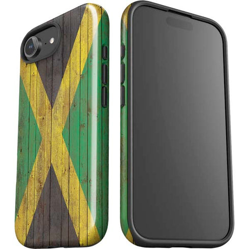 Jamaican Flag Dark Wood iPhone 16e Impact Case