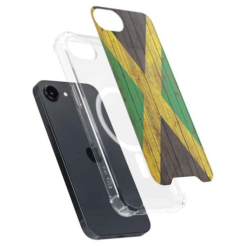 Jamaican Flag Dark Wood iPhone 16e MagSafe Case