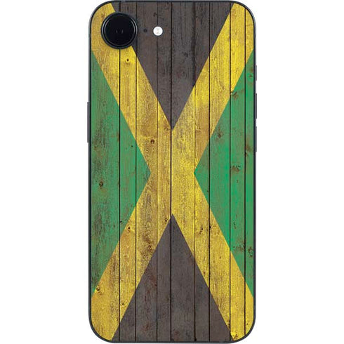 Jamaican Flag Dark Wood iPhone 16e Skin