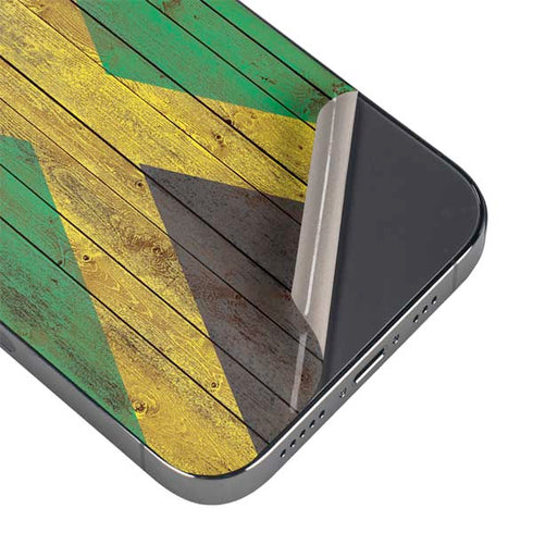 Jamaican Flag Dark Wood iPhone 16e Skin