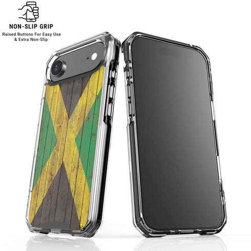Jamaican Flag Dark Wood iPhone 17 Air Clear Case