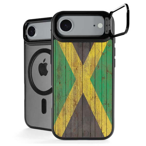 Jamaican Flag Dark Wood iPhone 17 Air Kickstand Case
