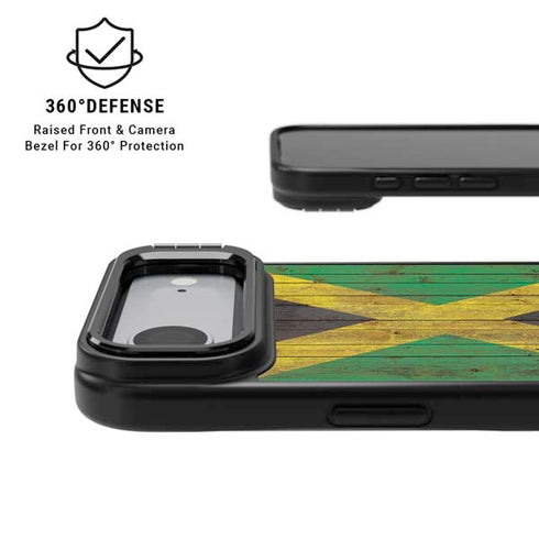 Jamaican Flag Dark Wood iPhone 17 Air Kickstand Case