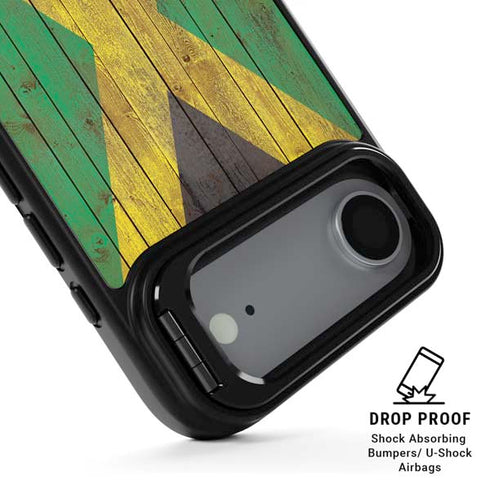 Jamaican Flag Dark Wood iPhone 17 Air Kickstand Case