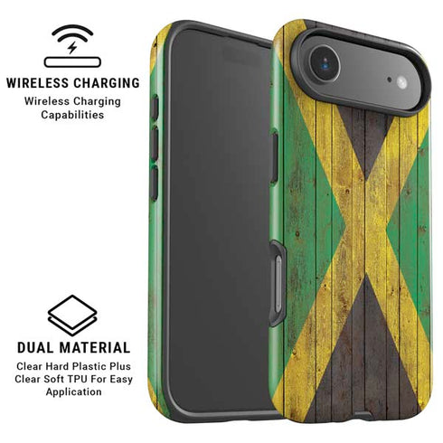 Jamaican Flag Dark Wood iPhone 17 Air Magsafe Impact Case