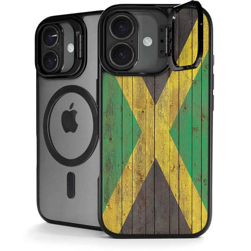 Jamaican Flag Dark Wood iPhone 17 Kickstand Case