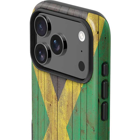 Jamaican Flag Dark Wood iPhone 17 Pro Impact Case