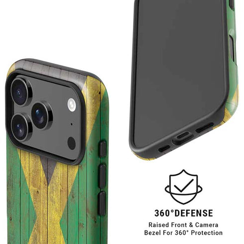 Jamaican Flag Dark Wood iPhone 17 Pro Magsafe Impact Case