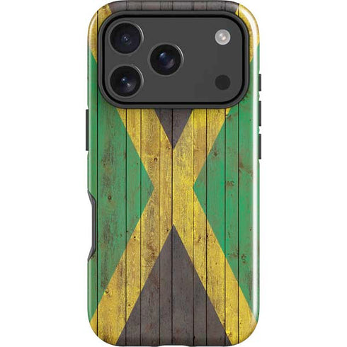 Jamaican Flag Dark Wood iPhone 17 Pro Max Impact Case