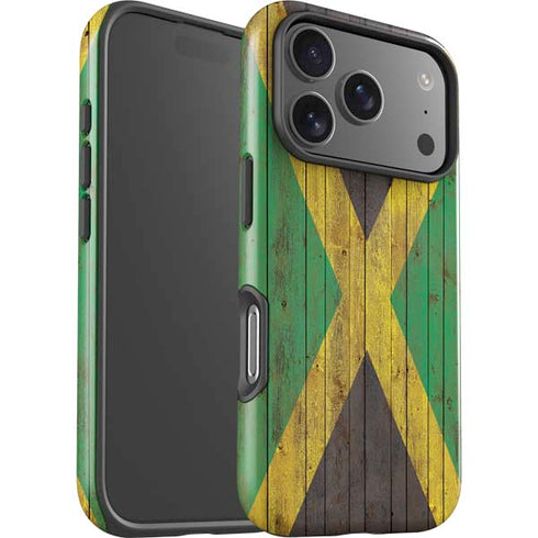 Jamaican Flag Dark Wood iPhone 17 Pro Max Impact Case