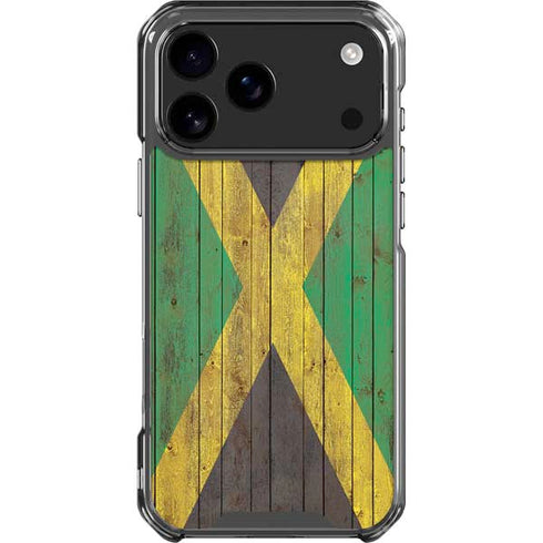 Jamaican Flag Dark Wood iPhone 18 Pro Max Clear Case