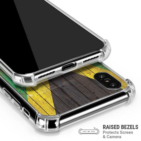 Jamaican Flag Dark Wood iPhone X/XS Clear Case