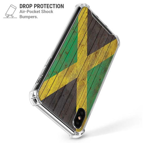 Jamaican Flag Dark Wood iPhone X/XS Clear Case