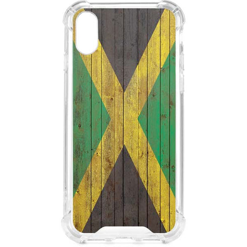 Jamaican Flag Dark Wood iPhone XS Clear Case