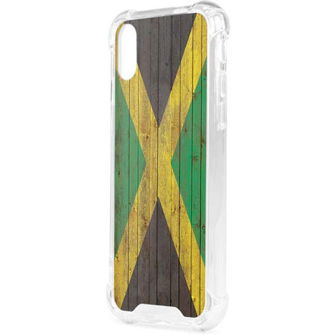 Jamaican Flag Dark Wood iPhone XS Clear Case