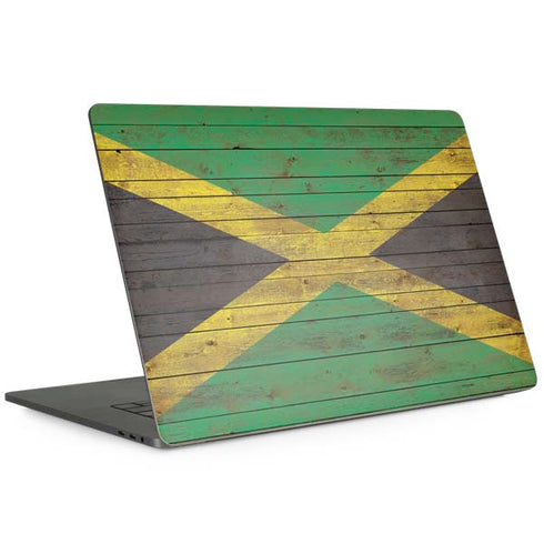 Jamaican Flag Dark Wood MacBook Skins