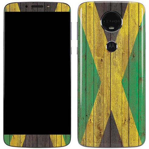 Jamaican Flag Dark Wood Moto E5 Plus Skin