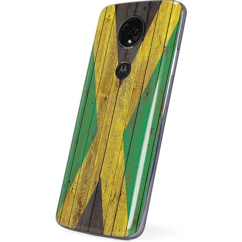 Jamaican Flag Dark Wood Moto E5 Plus Skin