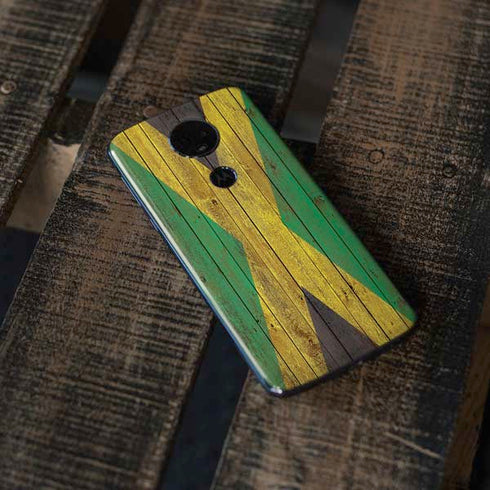 Jamaican Flag Dark Wood Moto E5 Plus Skin