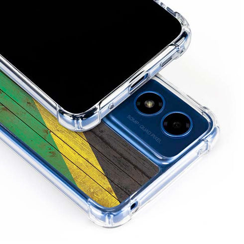 Jamaican Flag Dark Wood Moto G 5G (2024) Clear Case