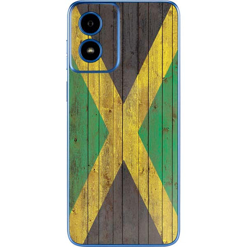 Jamaican Flag Dark Wood Moto G Play 4G (2024) Skin