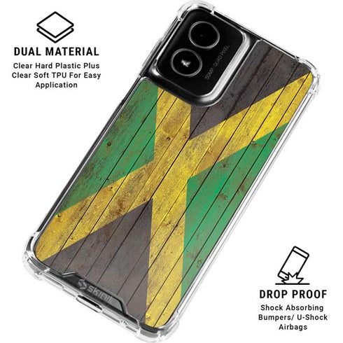 Jamaican Flag Dark Wood Moto G Power 5G (2024) Clear Case