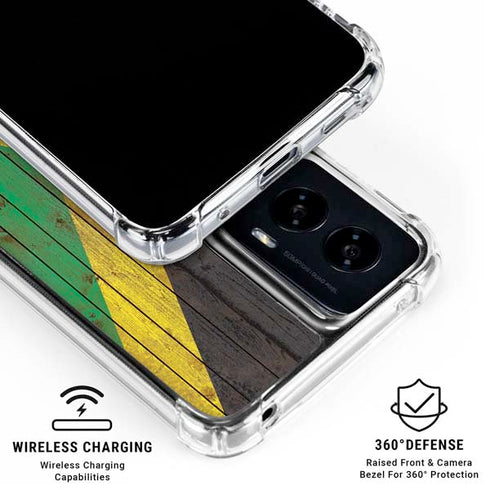 Jamaican Flag Dark Wood Moto G Power 5G (2024) Clear Case