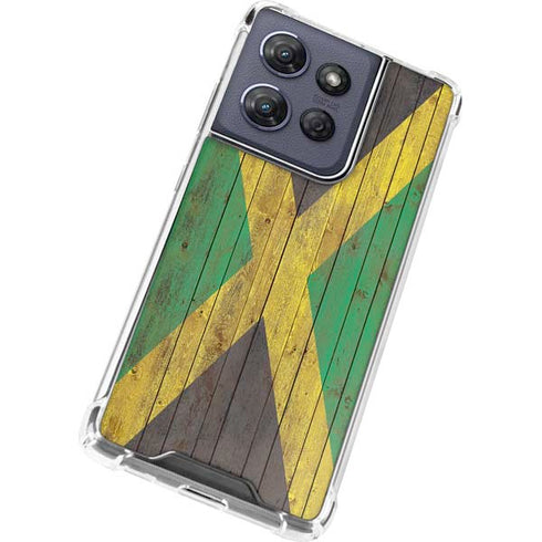 Jamaican Flag Dark Wood Moto G Power 5G (2025) Clear Case