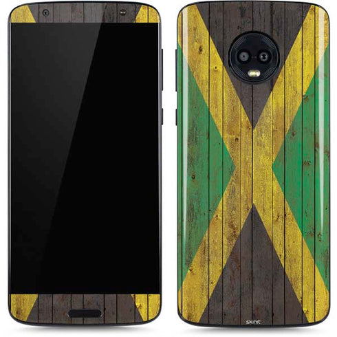 Jamaican Flag Dark Wood Moto G6 Skin