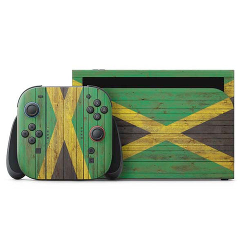 Jamaican Flag Dark Wood Nintendo Switch 2 (2025) with Joy-Con Skin