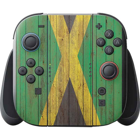 Jamaican Flag Dark Wood Nintendo Switch 2 (2025) with Joy-Con Skin