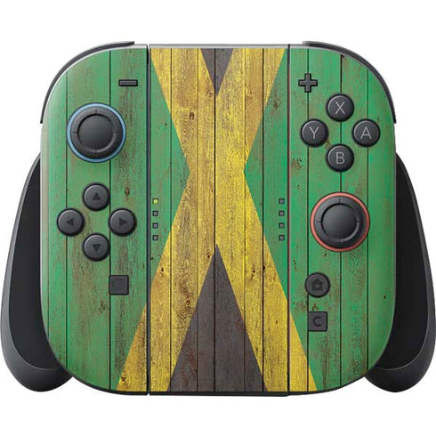 Jamaican Flag Dark Wood Nintendo Switch 2 (2025) Joy-Con Controller Skin