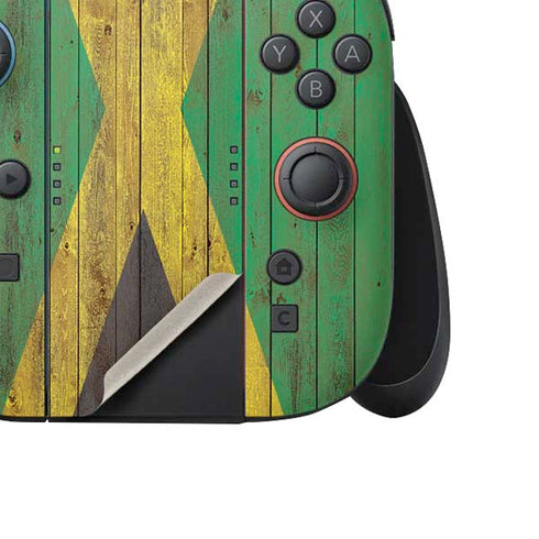 Jamaican Flag Dark Wood Nintendo Switch 2 (2025) Joy-Con Controller Skin